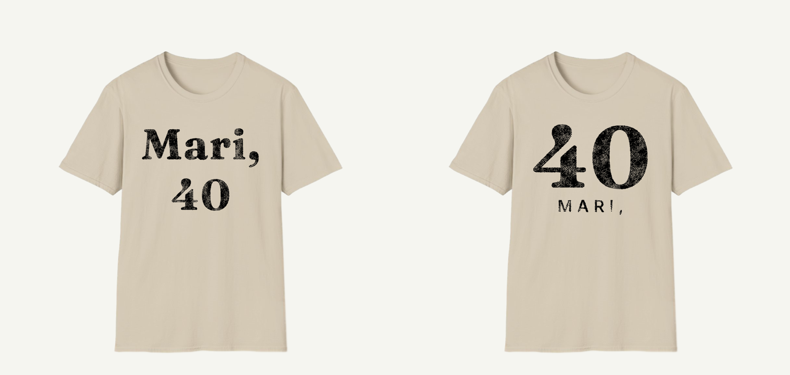 Mari, 40 — two of the four treatments the words door gives a line, on a sand tee